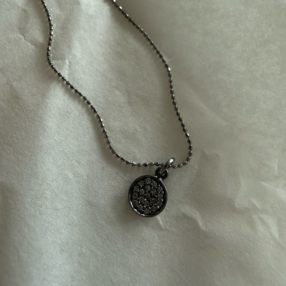 14K Diamond Mini Disc Pendant Necklace
